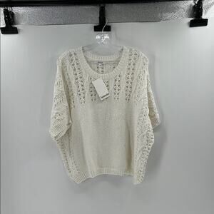Splendid Collection Women's Short Sleeve Sweater - White - Medium - NWT